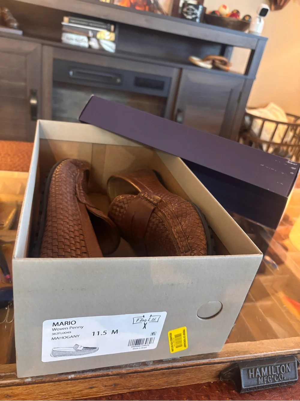 Flag LTD Men's Mario Woven Penny Driver Loafers Mahogany Size 11.5